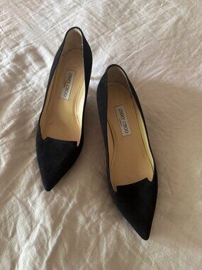 Jimmy Choo Black Suede Pointed-Toe Heels